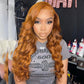 Ginger Colored 13x6 Lace Front Closure Wig 5x5 Glueless Ready To Go Human Hair Wigs Body Wave