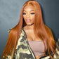 Ginger Blonde Colored 13x6 Lace Front Closure Wig 5x5 Glueless Ready To Go Human Hair Wigs