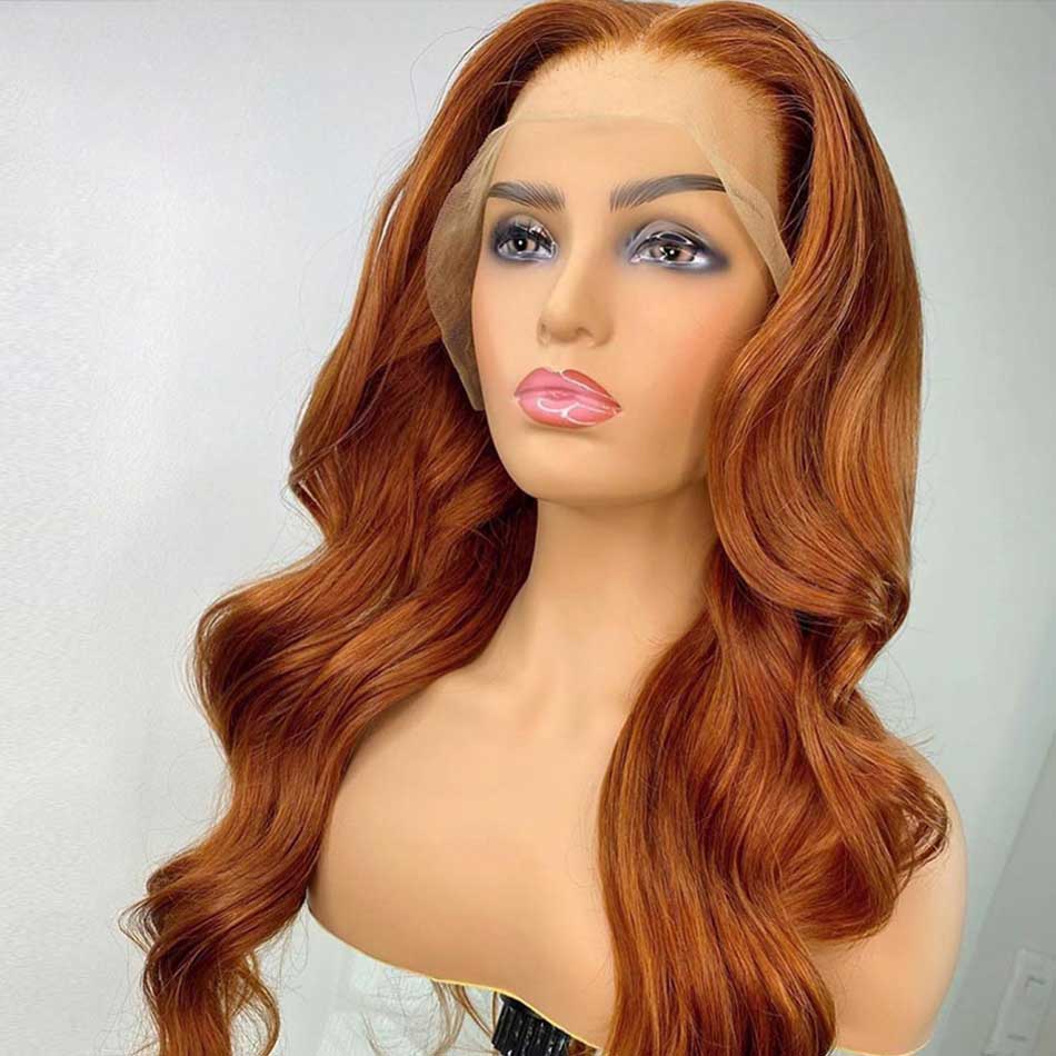 Orange Ginger Colored 13x6 Lace Front Closure 6x5 Glueless Ready To Go Human Hair Wigs