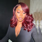 210% Density 99J Burgundy 13x6 Lace Front Wigs Very Full And Bouncy