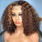 Highlight Colored Short Curly Glueless Lace Human Hair Wigs Full And Bouncy