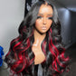 Highlight 1B/Red HD Transparent 13x6 Lace Front Wig 5x5 Glueless Ready Go Human Hair Wig