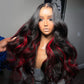 Highlight 1B/Red HD Transparent 13x6 Lace Front Wig 5x5 Glueless Ready Go Human Hair Wig