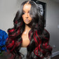 Highlight 1B/Red HD Transparent 13x6 Lace Front Wig 5x5 Glueless Ready Go Human Hair Wig
