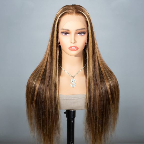 10A 4/27# Highlight Colored Straight 13x6 Lace Front Human Hair Wigs