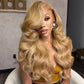 Honey Blonde Colored 13x6 Lace Front Closure Wig 5x5 Glueless Ready To Go Human Hair Wigs Body Wave