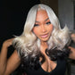 250% Density Professional Toned Ombre Platinum With Black 13x6 Lace Front Human Hair Wigs