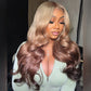 Top 10A Customized Colored Three Tone 250% Density 13x6 Lace Human Hair Wigs Body Wave