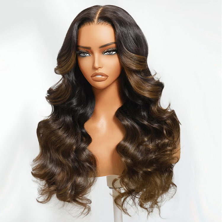 Premium 10A 210% Density Highlight Dark Brown 13x6 Lace Front Wig 6x5 Glueless Human Hair Wigs Body Wave