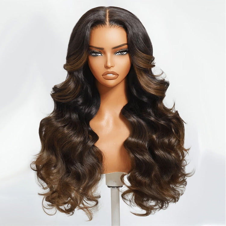 Premium 10A 210% Density Highlight Dark Brown 13x6 Lace Front Wig 6x5 Glueless Human Hair Wigs Body Wave