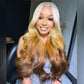 Platinum Blonde Three Tone Colored 250% Density 13x6 Lace Human Hair Wigs Body Wave
