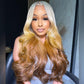Platinum Blonde Three Tone Colored 250% Density 13x6 Lace Human Hair Wigs Body Wave
