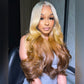 Platinum Blonde Three Tone Colored 250% Density 13x6 Lace Human Hair Wigs Body Wave