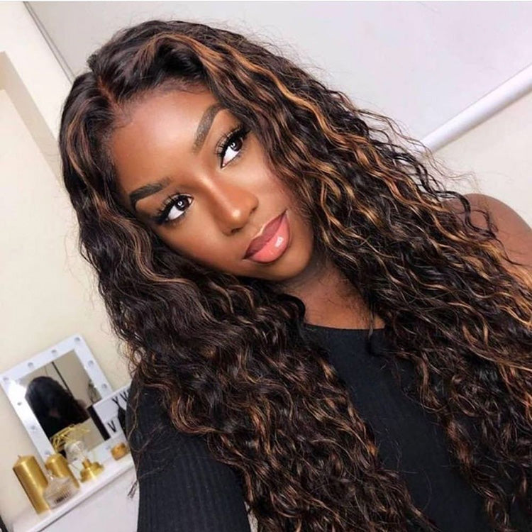 Premium 10A 210% Density Highlight Brown 6x5 Glueless 13x6 Lace Front Human Hair Wigs