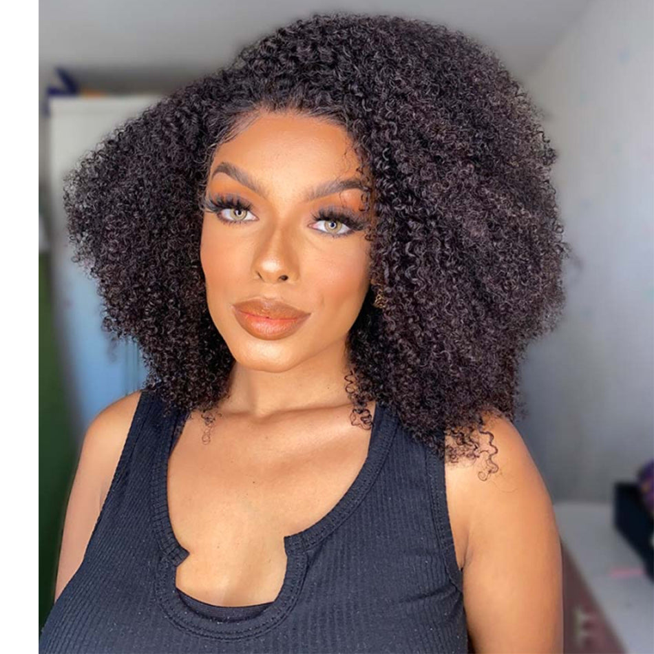 Jeny Hair Coily Curly Glueless Lace Wigs Human Hair Ready To Wear