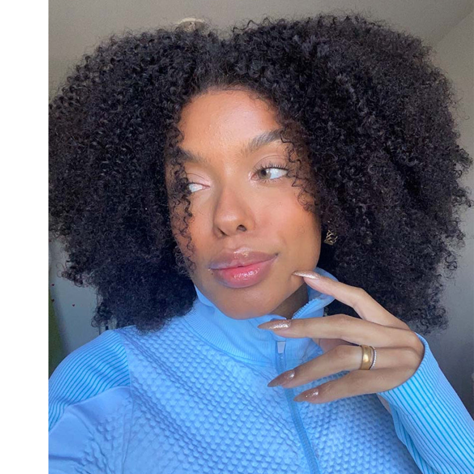 Jeny Hair Coily Curly Glueless Lace Wigs Human Hair Ready To Wear