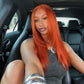 Hairstyle Works Orange Colored Elegant 13x6 Lace Front Wig 5x5 Glueless Lace Closure Ready To Wear Human Hair Wigs