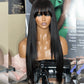 Human Hair Wigs With Bang Machine Made Hairstyle Wig