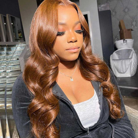 Light Brown Colored 13x6 Lace Front Closure Wig 5x5 Glueless Ready To Go Human Hair Wigs Body Wave