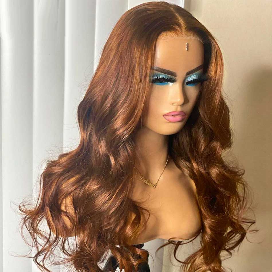 Light Brown Colored 13x6 Lace Front Closure Wig 5x5 Glueless Ready To Go Human Hair Wigs Body Wave