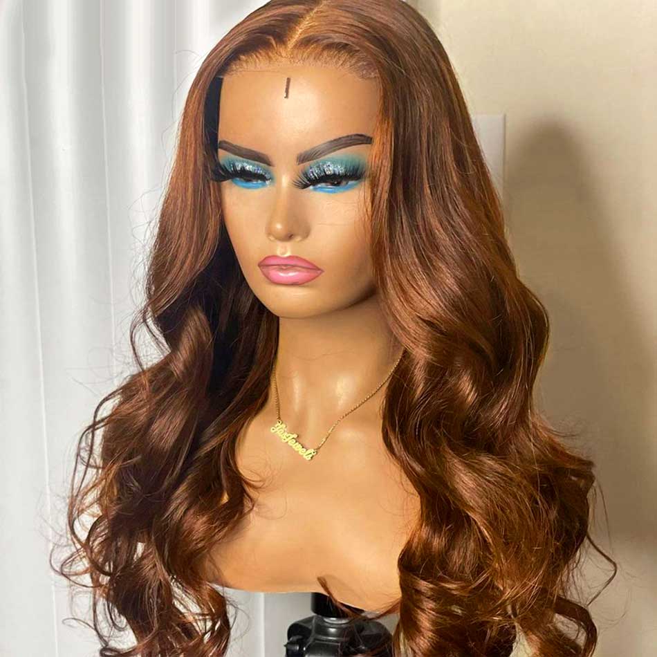 Light Brown Colored 13x6 Lace Front Closure Wig 5x5 Glueless Ready To Go Human Hair Wigs Body Wave