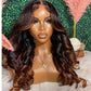 Glueless Brown Highlights Colored Lace Front Human Hair Wigs
