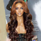 Luxurious Honey Brown Ombre Colored Wigs 5x5 Glueless Lace Closure Ready To Wear Human Hair Wigs