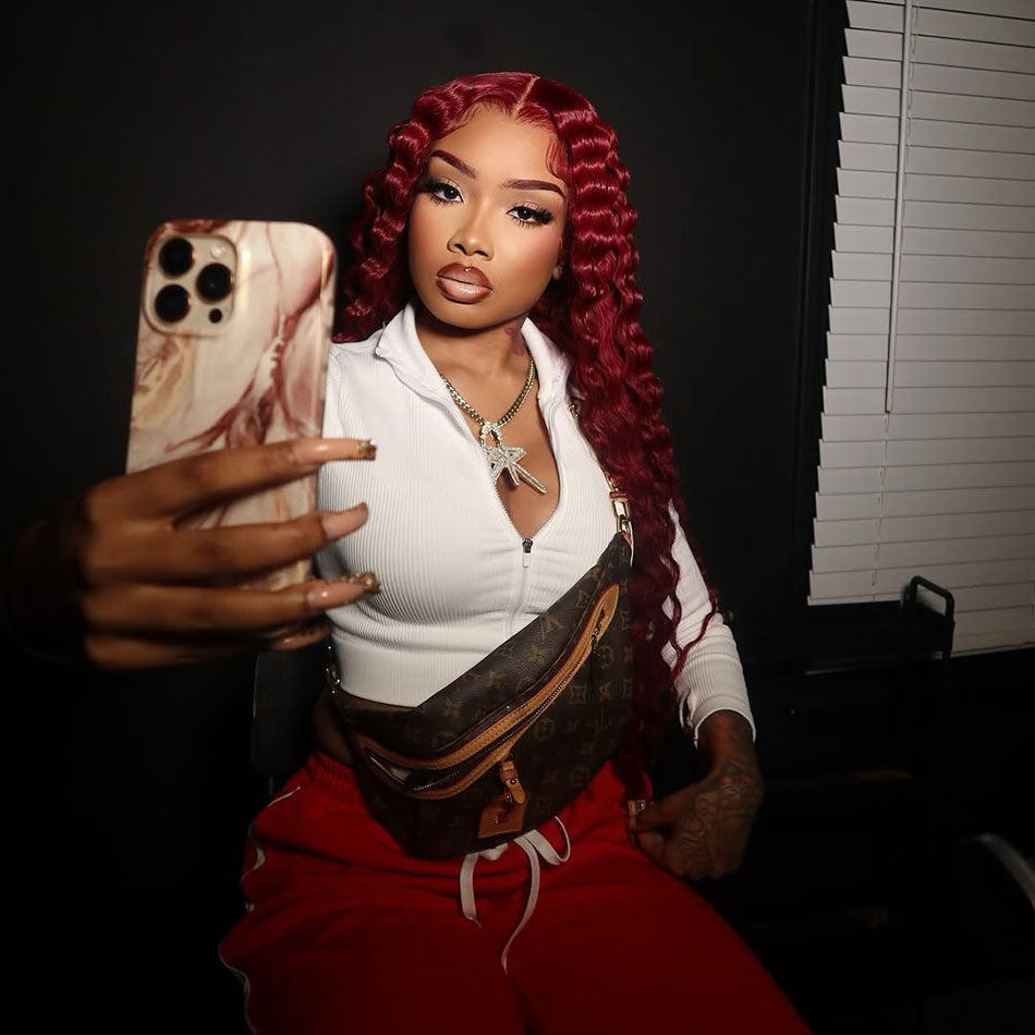 99j Burgundy  13x6 Lace Front Wig 5x5 Glueless Ready Go Wig Loose Deep