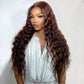 Loose Deep Wave Lace Front Chocolate Brown Colored Human Hair Wigs Glueless Lace Wigs