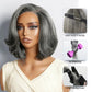Premium Boss Vibe Salt & Pepper Layered Cut 100% Human Hair Bob Wig Wear Go Glueless Lace Wigs Youthful Hairstyle-100