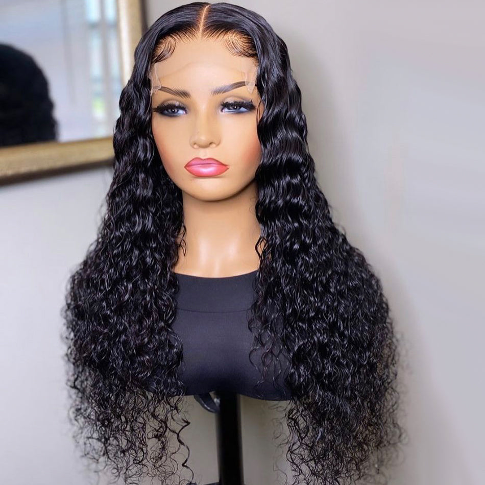 5x5 13x4 Invisiable HD Full Lace Frontal Closure Wig Deep Wave Human Hair Wigs