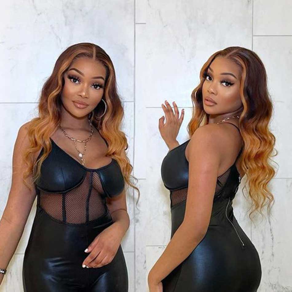 Hairstylist Works Double Drawn 5x5 Glueless Human Hair Wigs Body Wave Highlight Ombre Colored Wigs