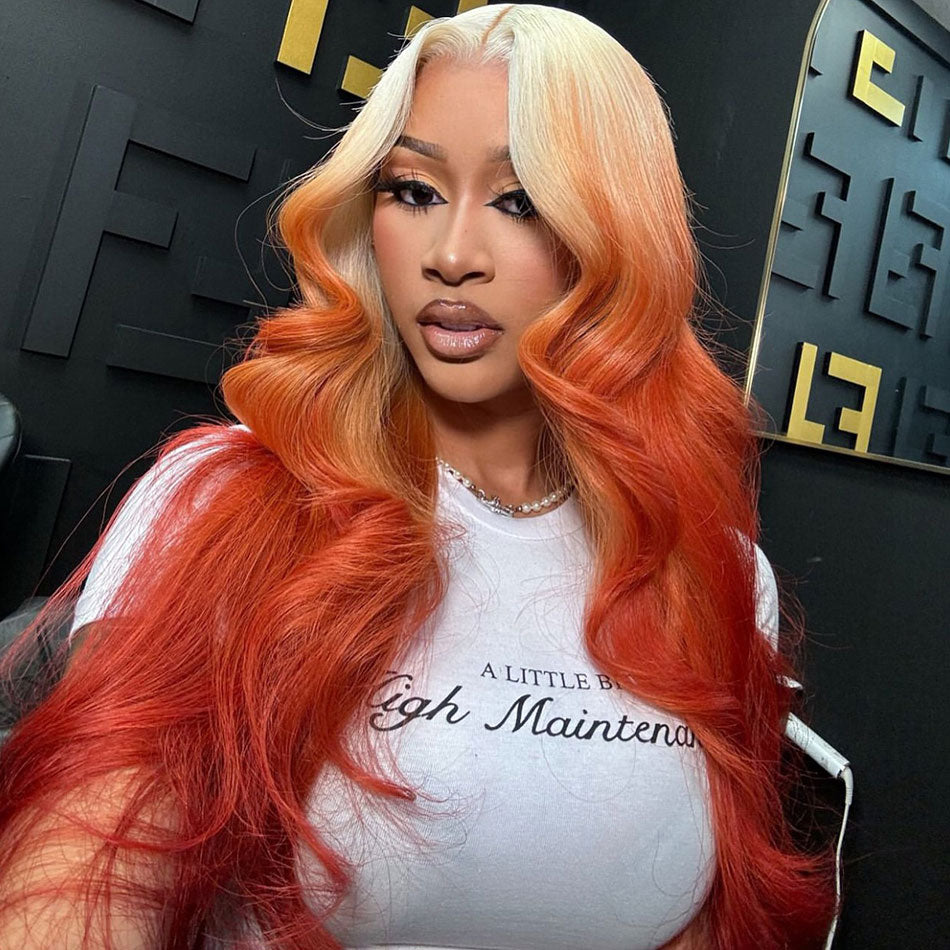 Ombre Blonde Colored 13x6 Lace Front Human Hair Wigs Body Wave