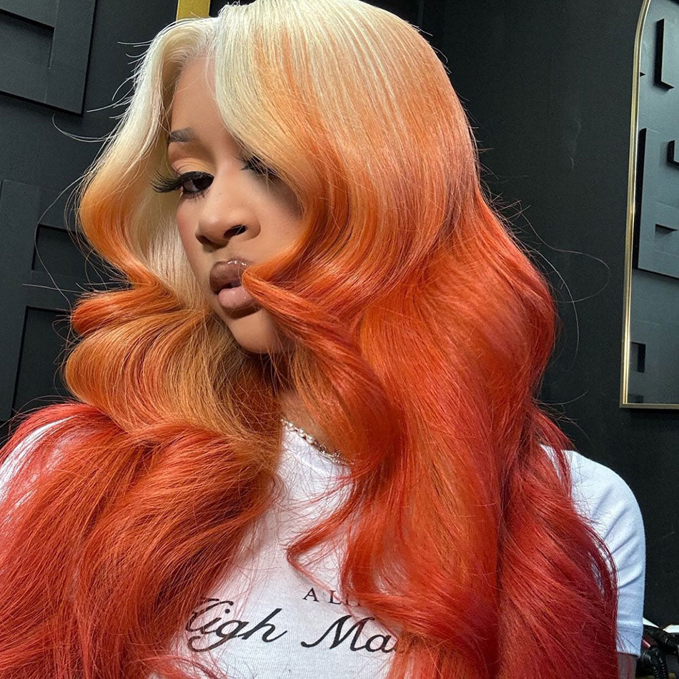 Ombre Blonde Colored 13x6 Lace Front Human Hair Wigs Body Wave