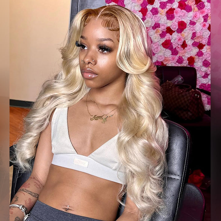 Hot Star Top 10A 250% Density Customized Ombre Platinum Blonde Colored 13x6 Lace Front Human Hair Wigs Brazilian Body Wave