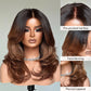250% Density Ombre Brown Curtain Bangs And Layered Cut Design Glueless Lace Wig