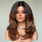 250% Density Ombre Brown Curtain Bangs And Layered Cut Design Glueless Lace Wig