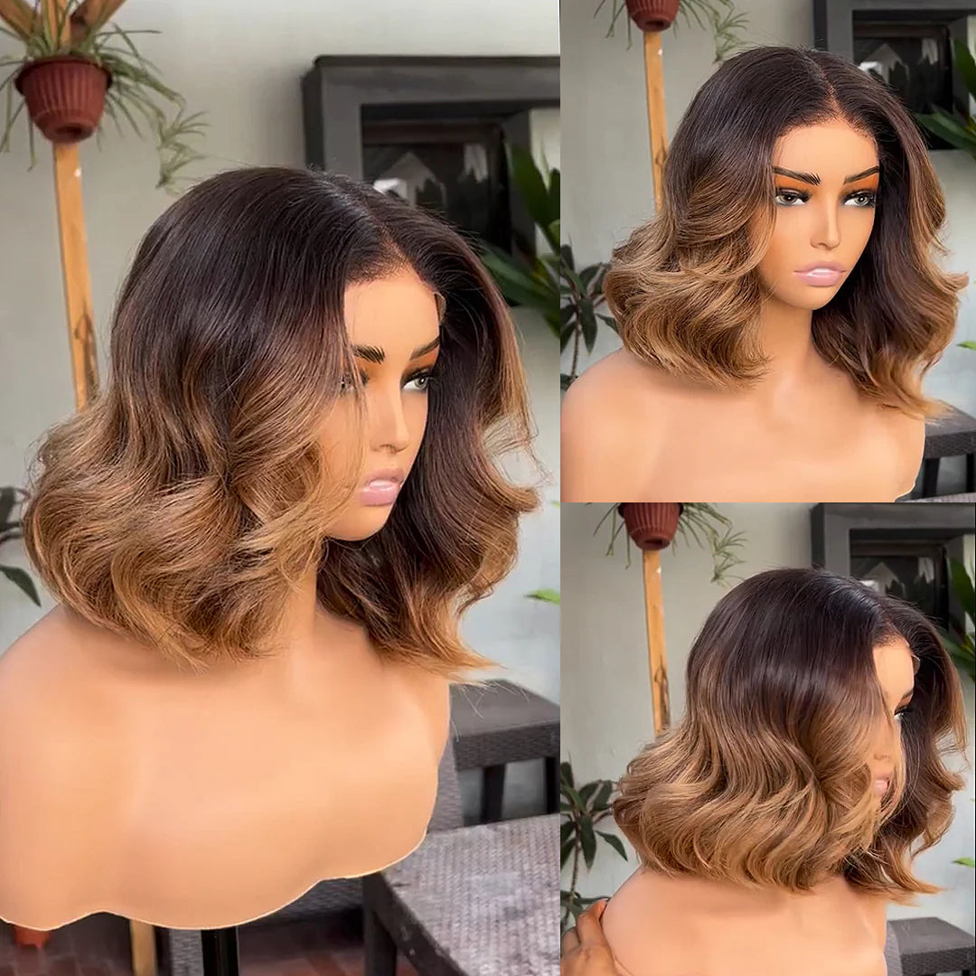Classical T2/P4/30# Ombre Brown Colored Glueless Lace Wig Ready To Wear-015