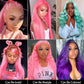 210% Density Customized Colored Pink Wigs Human Hair HD Transparent 13x6 Lace Front Wigs Brazilian Body Wave