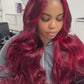 Highlight Burgundy With Red Colored 13x6 Lace Front Closure Wig 5x5 Glueless Ready To Go Human Hair Wigs