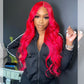 Flower Red Color HD Transparent 13x6 Lace Front Human Hair Wig