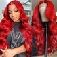 SUPER DEAL ! Hot Red Colored 13x6 Transparent HD Lace Front Human Hair Wigs