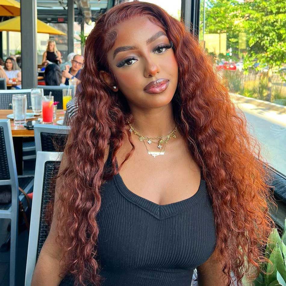 Reddish Brown 13x6 Lace Front Closure Wig 5x5 Glueless Ready To Go Human Hair Wigs