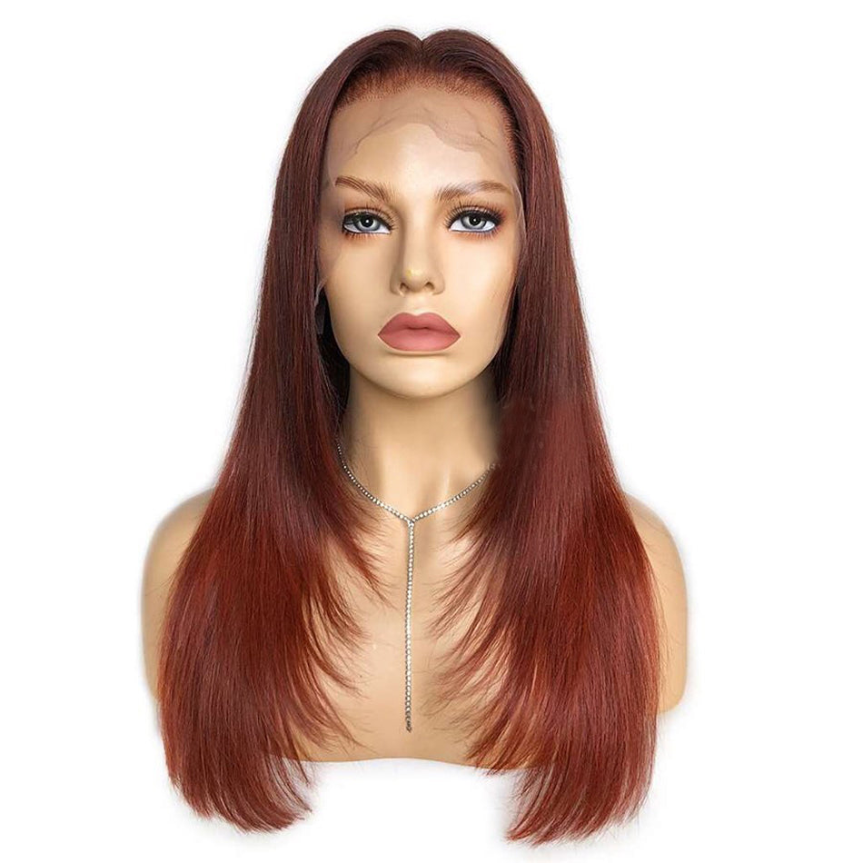 4 Colors Available Layered Cut Human Hair Wigs Straight Elegant Hairstyle