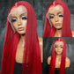 SUPER DEAL ! Hot Red Colored 13x6 Transparent HD Lace Front Human Hair Wigs