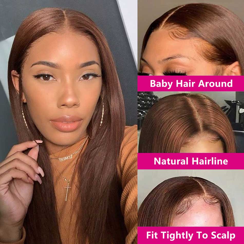 SUPER DEAL ! Chocolate Brown Colored 13x6 HD Transparent Lace Front 5x5 Glueless Ready Go Human Hair Wigs For Women