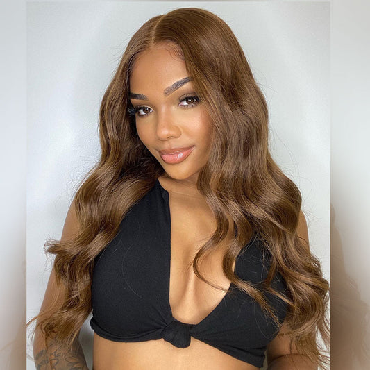 Premium 10A 210% Density Luxury Honey Brown Colored 6x5 Glueless Lace Closure Ready To Go Human Hair Wigs