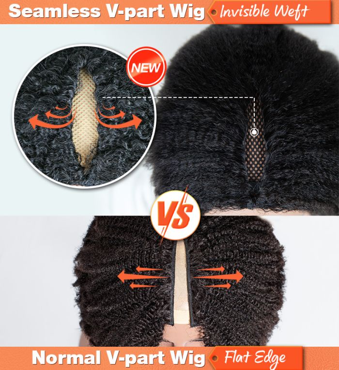 Natural Curly Seamless V-Part Wig Can Be Weared No Leave Out, No Crochet