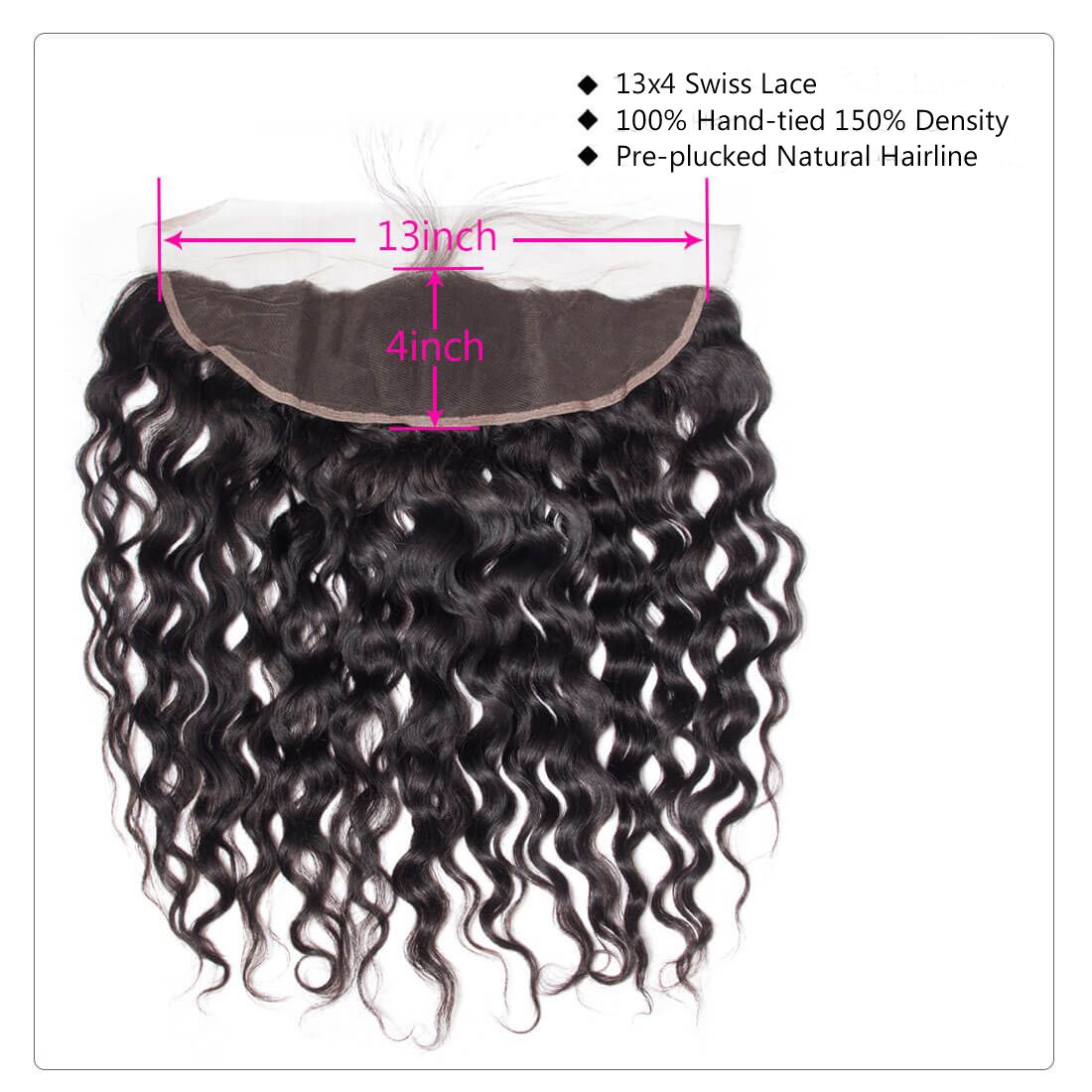 10A Water Wave Human Hair 3 Bundles With 13x4 Full Frontal Lace 100% Remy Human Hair