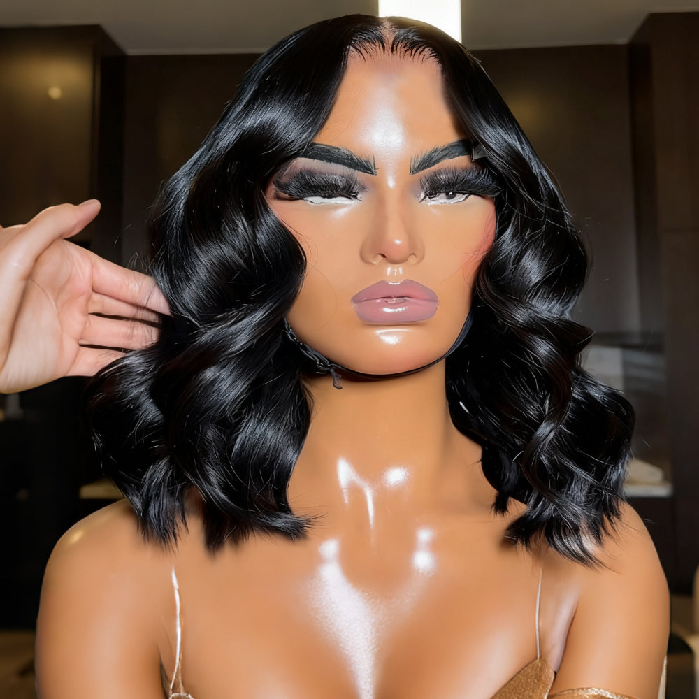 New Premium Elegant Wavy Wigs Pre-Everything 6x5 Glueless Human Hair Bob Wigs-075
